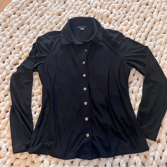 Tommy Hilfiger Black Women's Button-Down Shirt - Picture 1 of 9